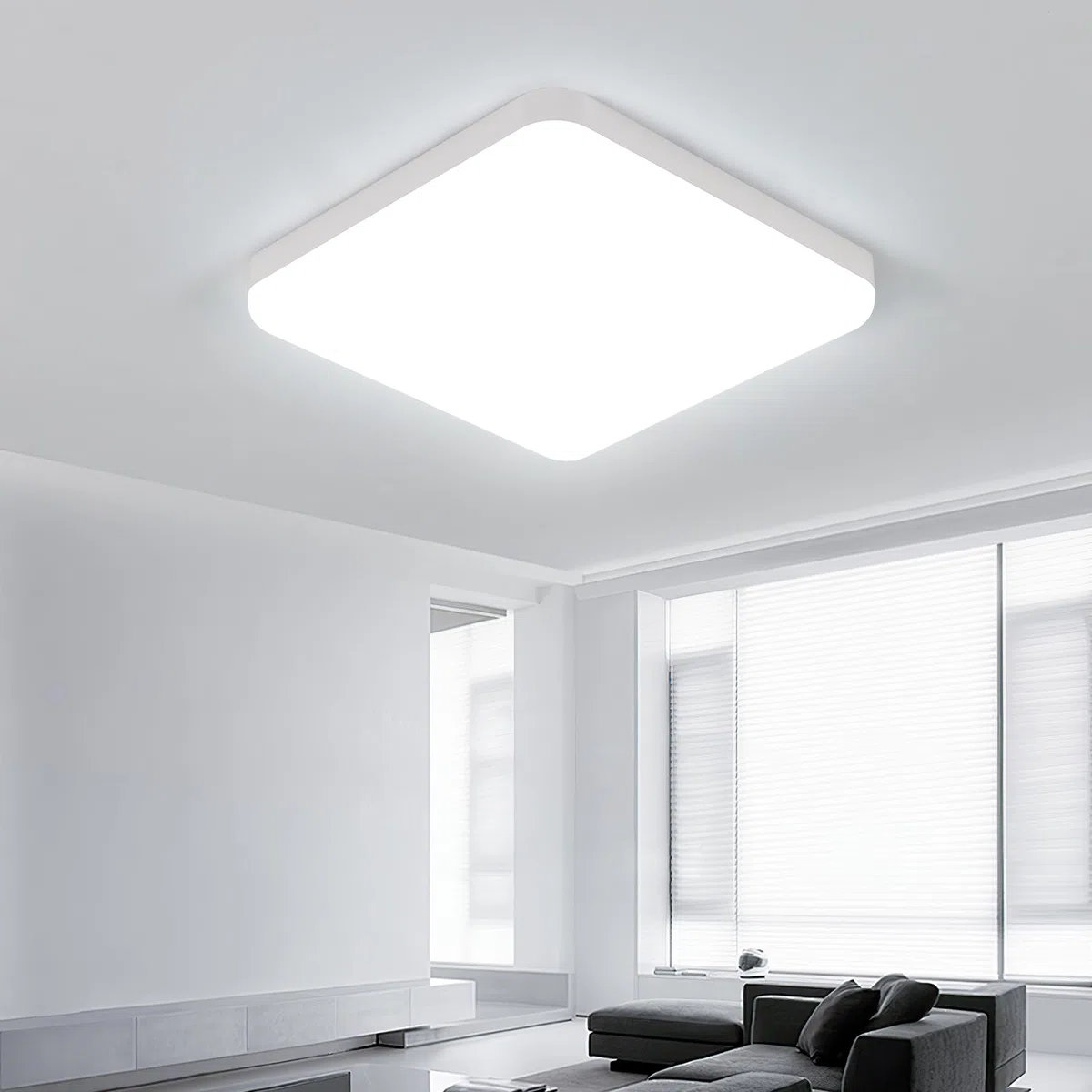 Comely LED Plafonnier 25 cm, 32W Blanc Froid, IP54 Étanche, Carré, Plafonnier LED Plat pour Salle de Bain, Cuisine, Balcon, Couloir, Chambre