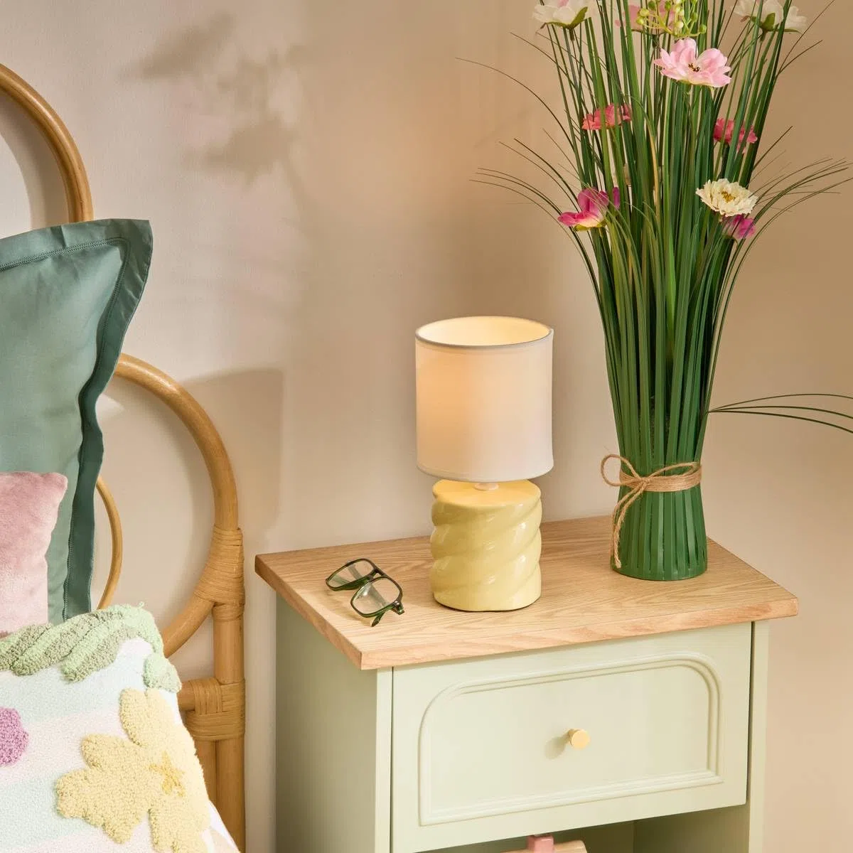 Atmosphera - Lampe noly h27cm jaune poussin