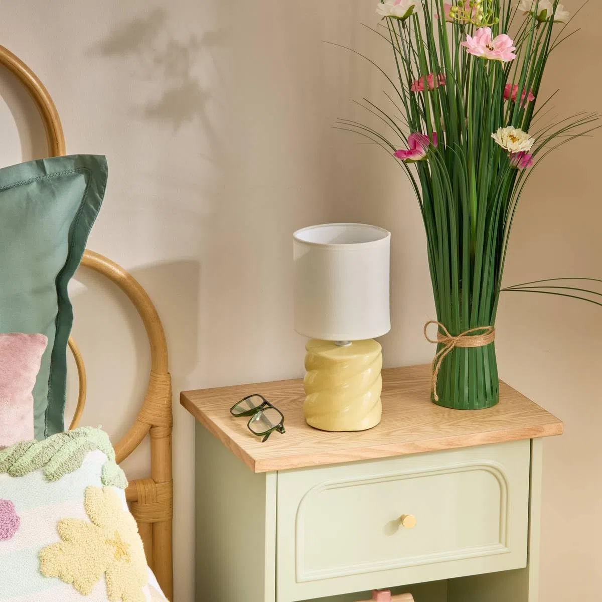 Atmosphera - Lampe noly h27cm jaune poussin