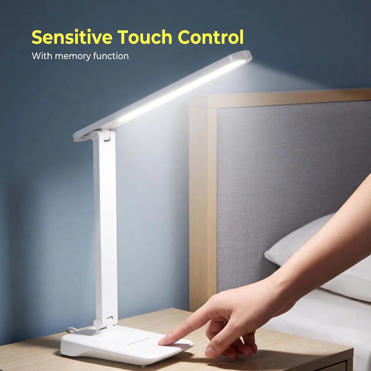 Diboniur Lampe de Bureau LED Sans Fil, Batterie Rechargeable Intégrée 1800 mAh, 3 Modes Températures, Luminosité Lumière Réglable 15 à 100%, Contrôle Tactile, Pliable Portable, Chevet, Lecture (Blanc)