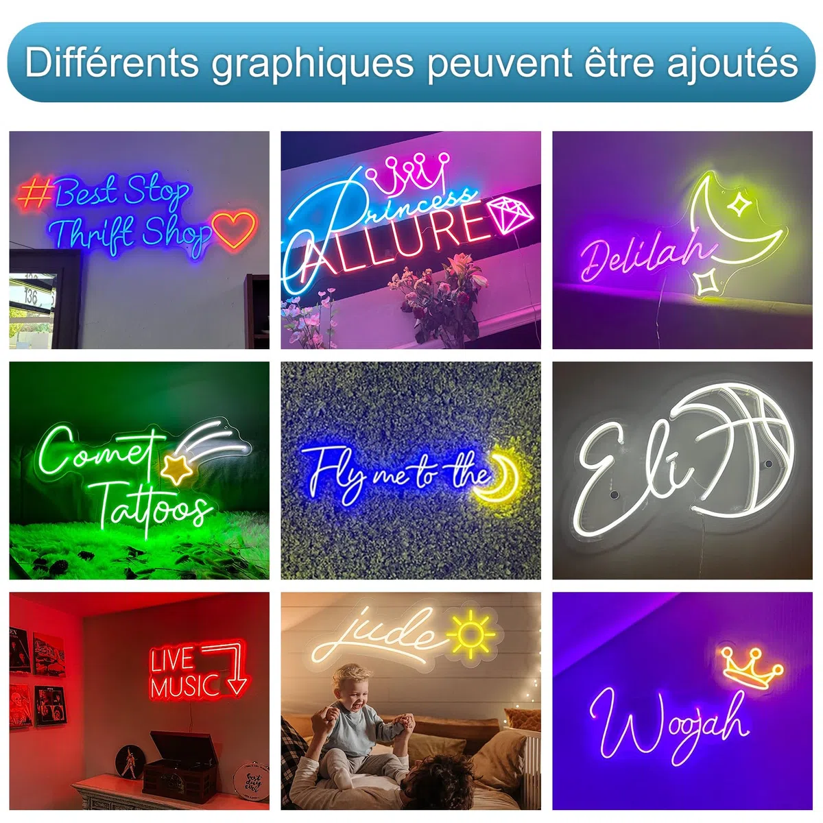 Neon Personnalisable, Enseigne Lumineuse Personnalisable Panneau LED Néon Décoration pour Décoration Murale, Prenom Lumineux Personnalisé pour Chambre Mariage Bar Fête