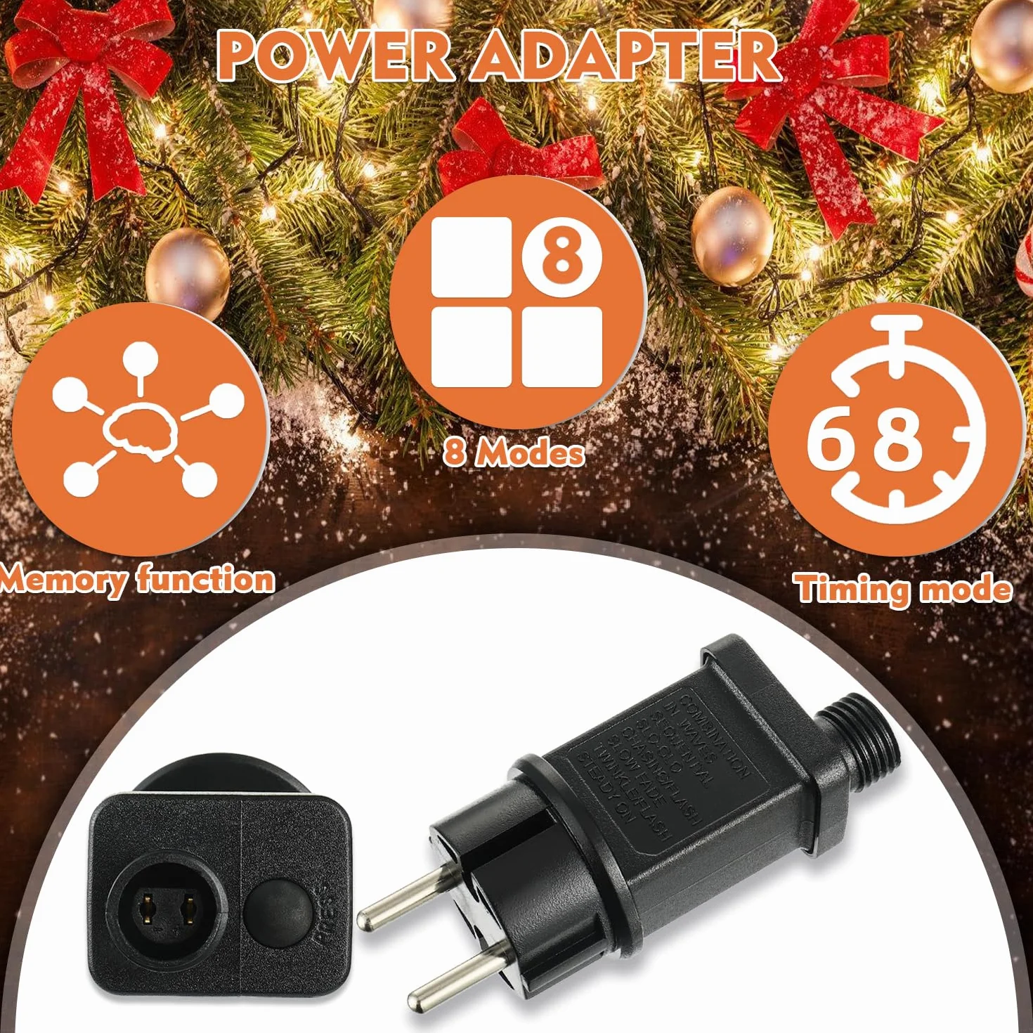 31V 9W LED Transformateur IP44 Adaptateur Pilote avec Minuterie 8 Modes pour Lumières de Décoration de Noël Lumières Clignotantes Lumières de Glaçons(2 Pièces)