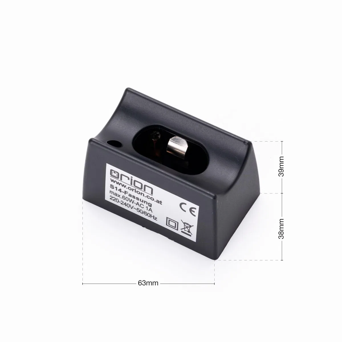 ORION LIGHTSTYLE Douille S14d pour lampe linéaire Douille PVC Noir 65 x 40 x 40 mm