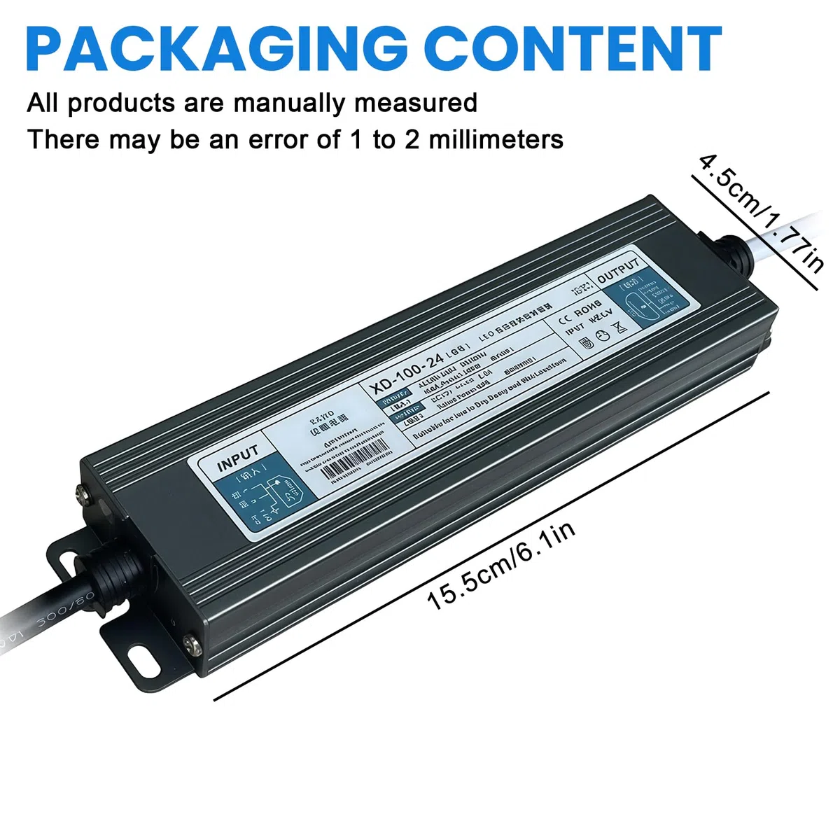Transformateur LED 24 V 100 W : transformateur étanche pour extérieur avec prise, IP67, alimentation LED 4,2 A, convertisseur AC 230 V vers DC 24 V pour rubans LED, spots et bandes lumineuses.