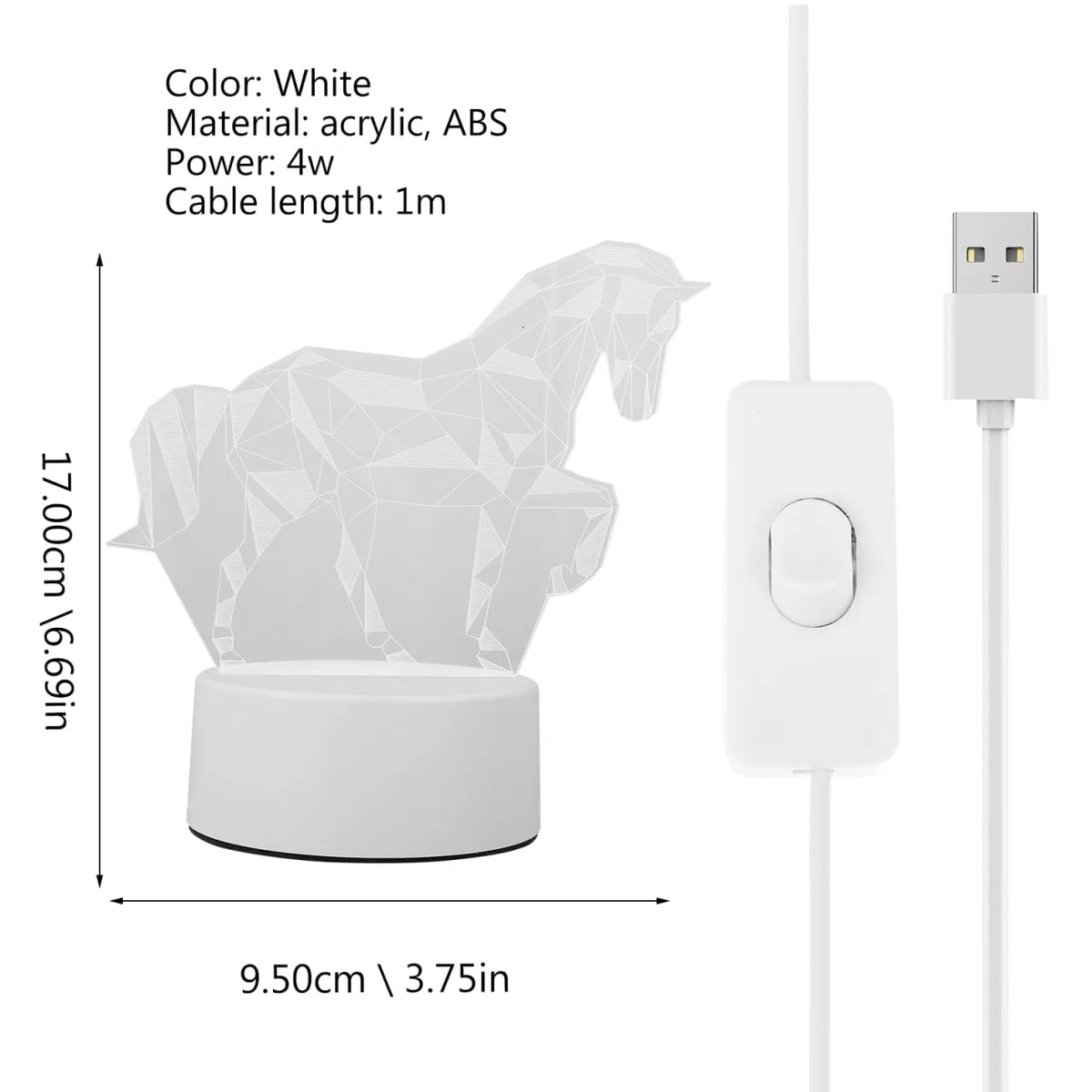TOYANDONA Animal Nuit Lumière 3D Cheval Illusion Lampe USB Alimenté LED Signes Décoration pour Chambre Salon Bureau Lampe de Bureau Acrylique