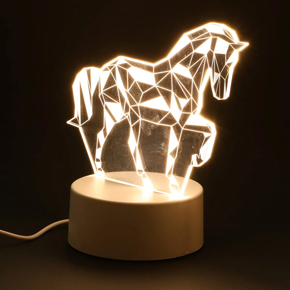 TOYANDONA Animal Nuit Lumière 3D Cheval Illusion Lampe USB Alimenté LED Signes Décoration pour Chambre Salon Bureau Lampe de Bureau Acrylique