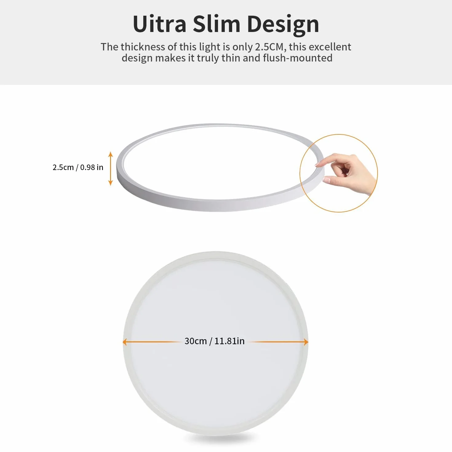 Osairous Plafonnier LED Ø30cm, 24W 2160LM Lampe De Plafond, IP44 Plafonnier Salle De Bain LED, 4500K Lumière chaude Luminaire Pour Chambre, Salle De Bain, Cuisine, Couloir, Balcon