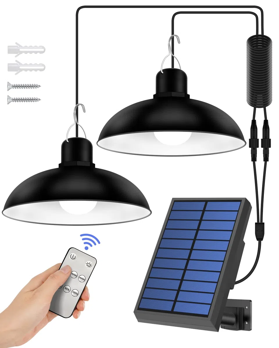 Lampe Suspendue Solaire Extérieur LED Luminaire Solaire Rétro IP65 Étanche Pendant Lumière pour Jardin, Balcon, Garage
