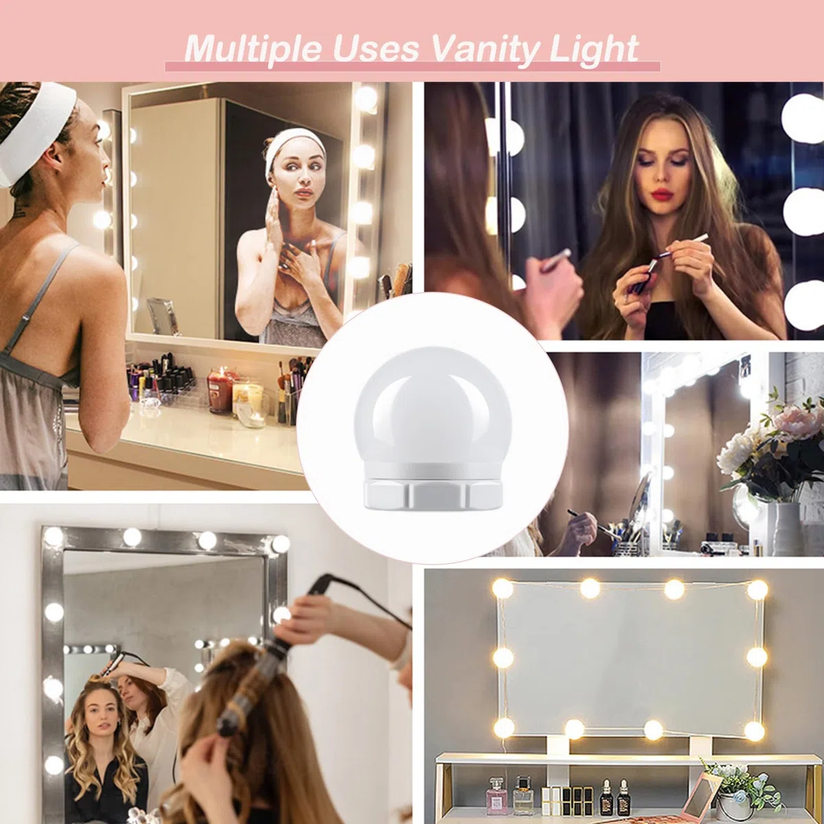 Laspi Lumière de Miroir, Lumiere Coiffeuse, 10 Ampoules Hollywood Kit pour Coiffeuse de Dimmable et 3 Couleurs,Cadeau Fete des Meres/Cadeau Femme