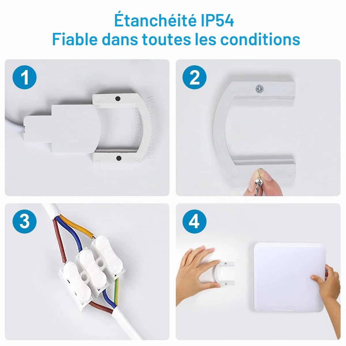 Comely LED Plafonnier 25 cm, 32W Blanc Froid, IP54 Étanche, Carré, Plafonnier LED Plat pour Salle de Bain, Cuisine, Balcon, Couloir, Chambre