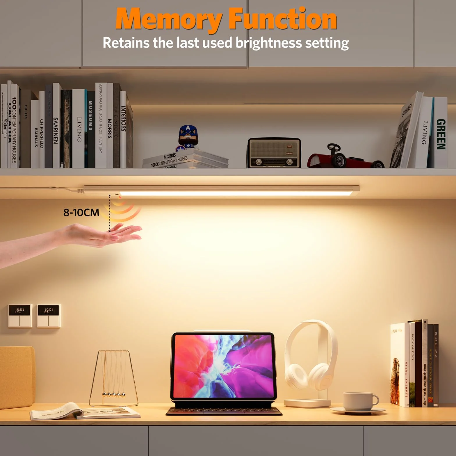 Lureshine Réglette LED Cuisine de 41cm, Dimmable Lampe Led Detecteur De Mouvement Interieur, 3 températures Lumiere reglette led cuisine Adaptée Armoires et plans de travail.