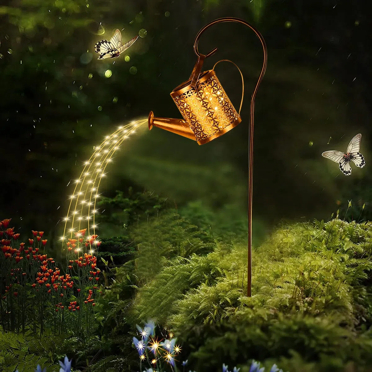 Tremdwoto Arrosoir solaire pour jardin, 90 LED, éclairage extérieur IP65, grande guirlande lumineuse rétro en métal avec support pour terrasse, cour, allée