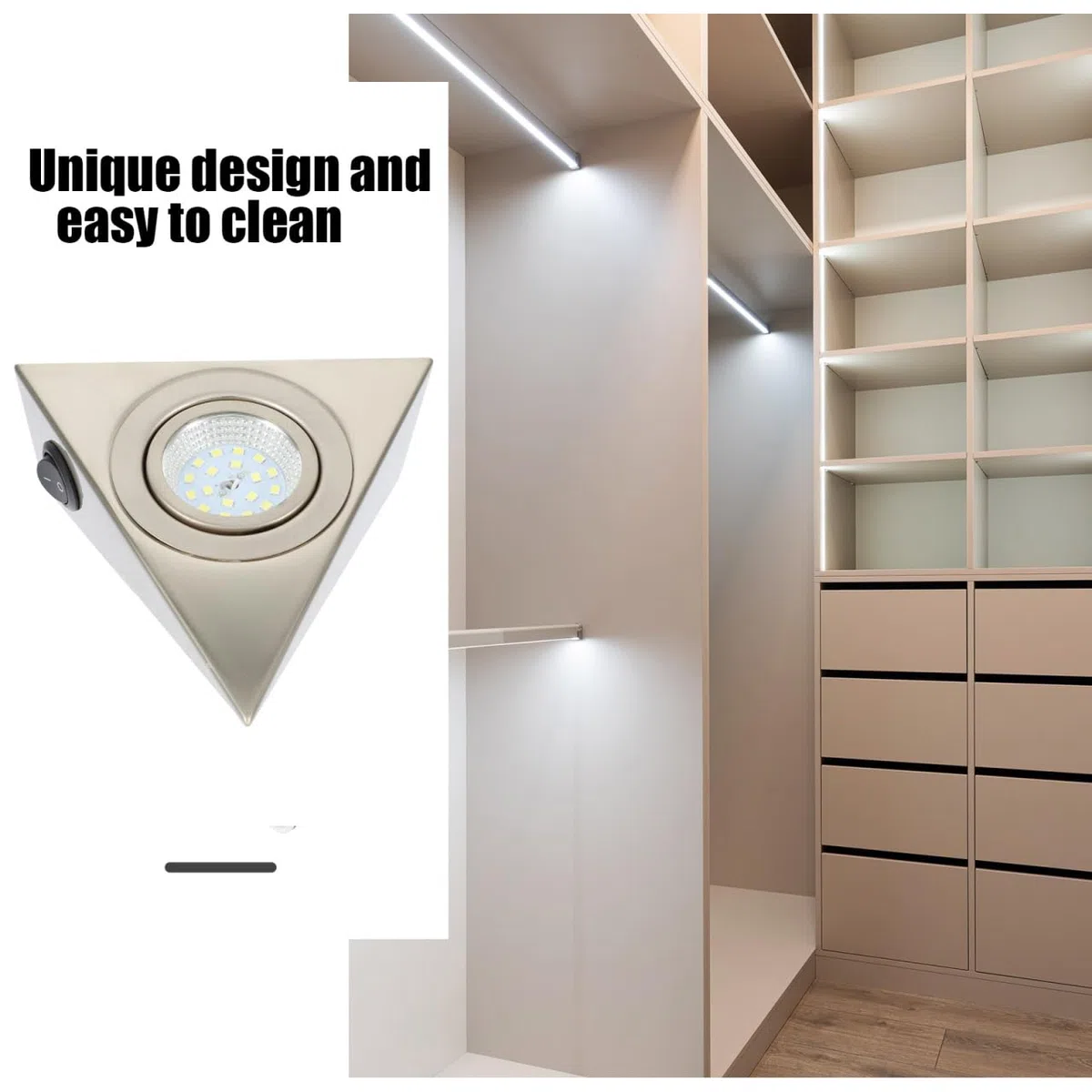 Tofficu Éclairage Led Sous Meuble Triangulaire Inox Brossé 13X13X4.5Cm Lampe Mini Pour Cuisine Placards Cave À Vin Meubles Tv Coin Étroit Lumière Blanche Naturelle