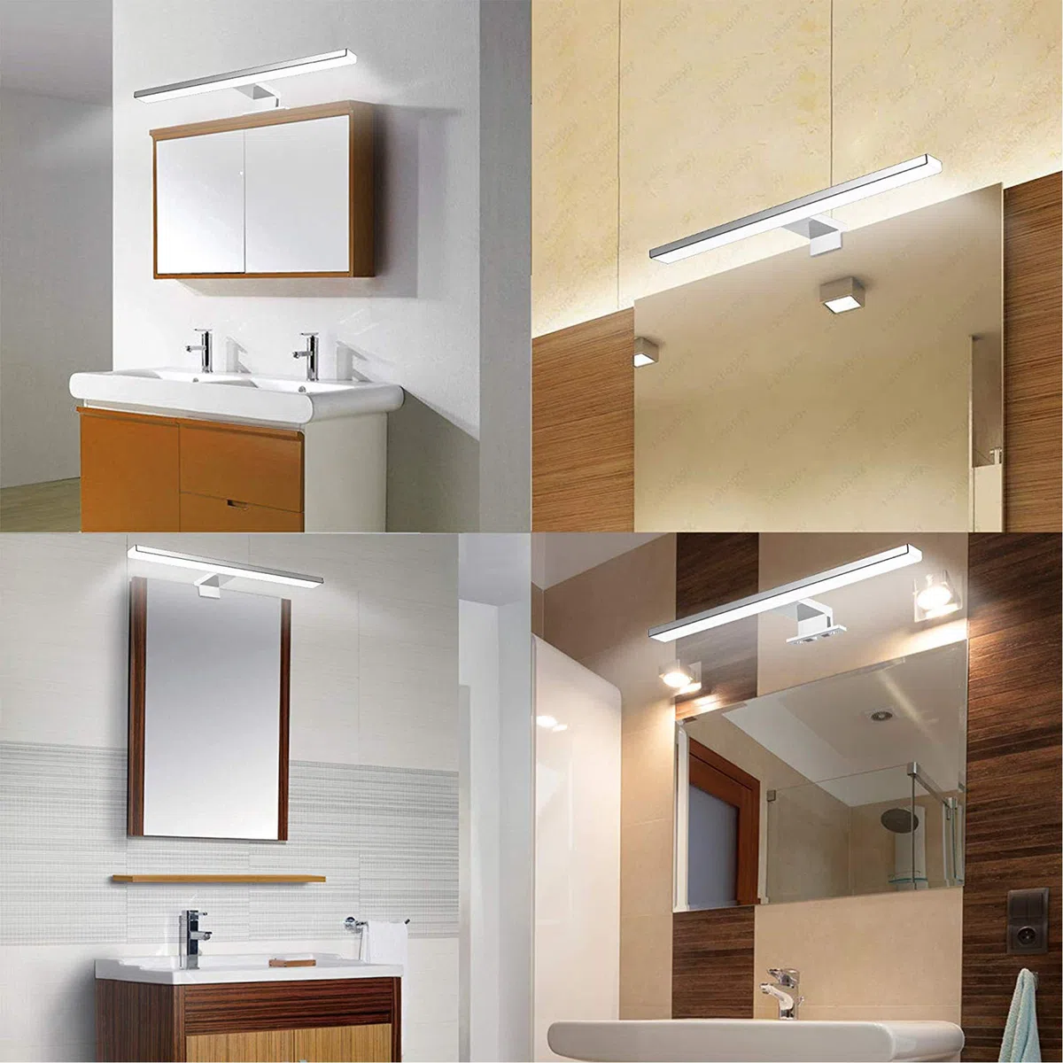 Lampe Miroir Salle de Bain 5W 400LM 30cm 230V 4000K, en Acier Inoxydable 3 en 1 Miroir Lumineux Led,Non Scintillement,Pince sur Miroir, Armoire,Mur Lampe LED 300mm