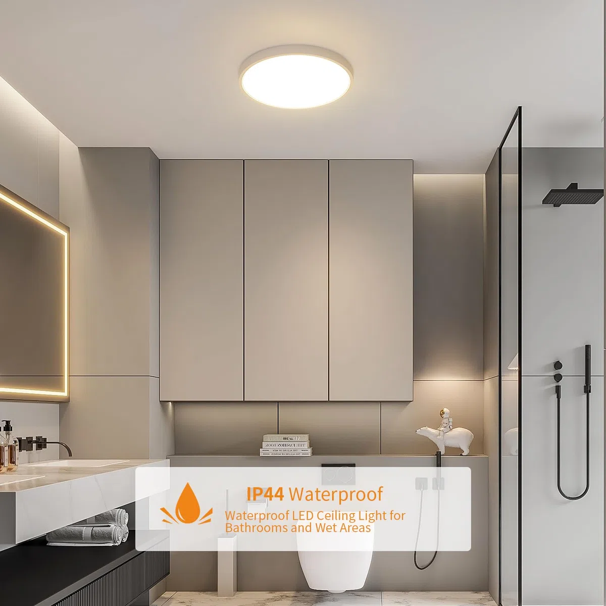 Osairous Plafonnier LED Ø30cm, 24W 2160LM Lampe De Plafond, IP44 Plafonnier Salle De Bain LED, 4500K Lumière chaude Luminaire Pour Chambre, Salle De Bain, Cuisine, Couloir, Balcon