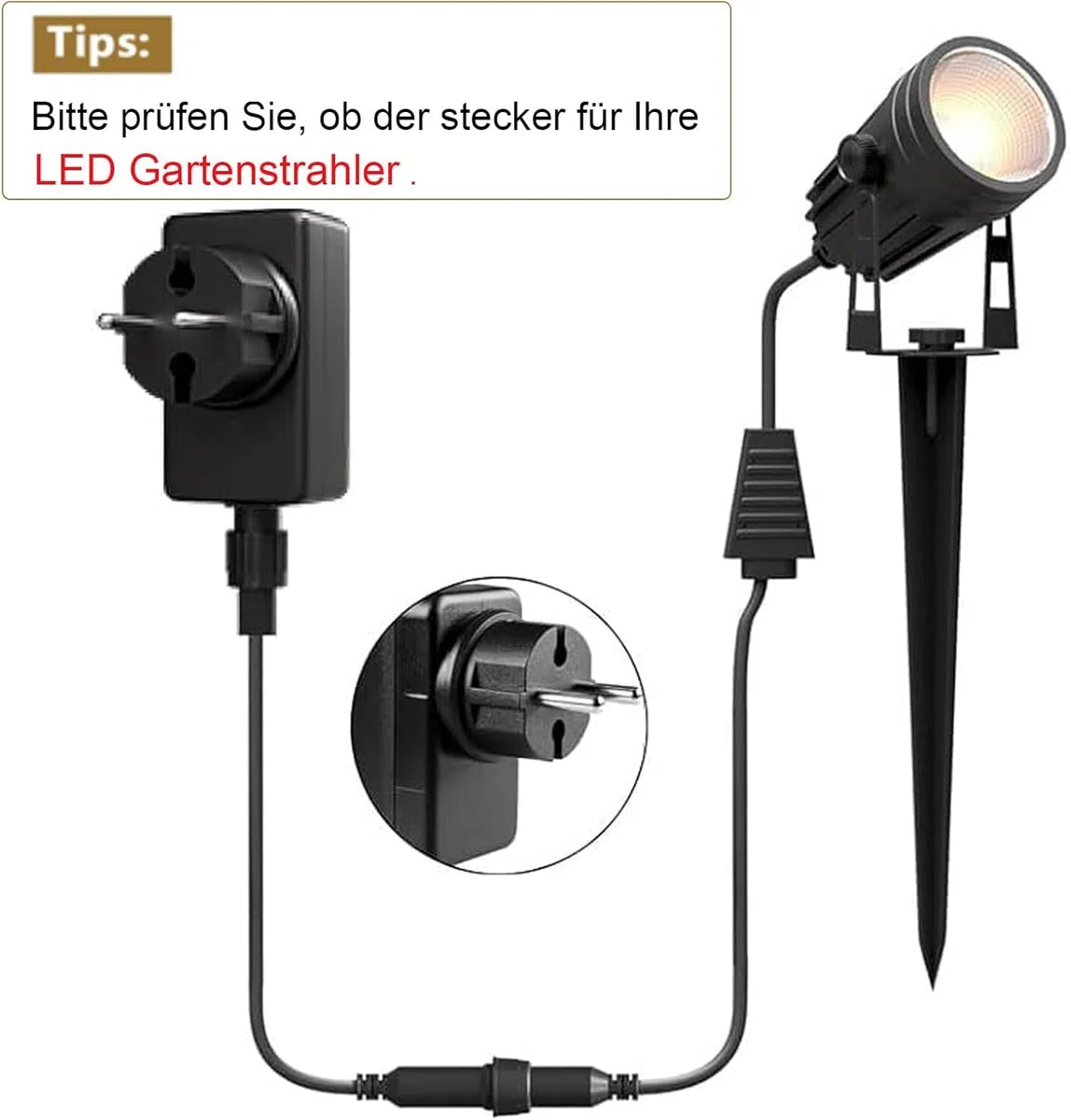 12V 2A 24W Adaptateur pour Spot LED Exterieur Gartenstrahler LED Energieversorgung