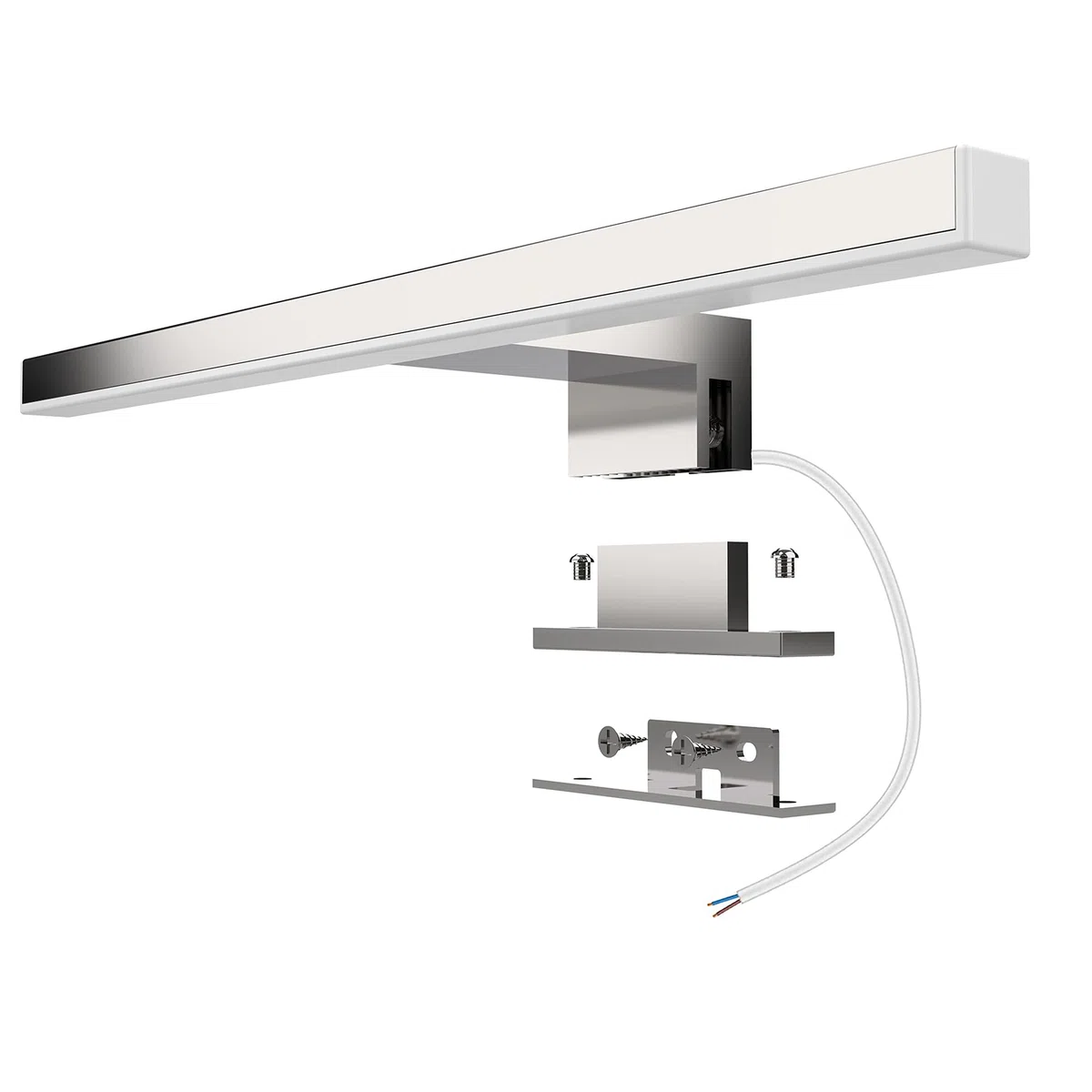 Lampe Miroir Salle de Bain 5W 400LM 30cm 230V 4000K, en Acier Inoxydable 3 en 1 Miroir Lumineux Led,Non Scintillement,Pince sur Miroir, Armoire,Mur Lampe LED 300mm