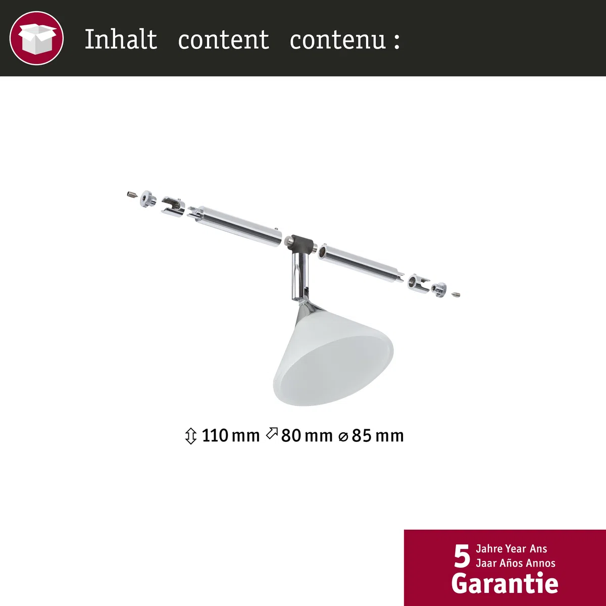 Paulmann 94138 Système de Câbles Colmar Spot Individuel pour Extension 10W max, Chrome/Satin Spot sans Ampoule