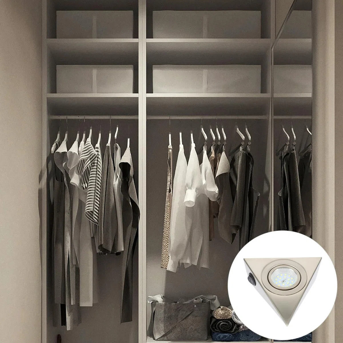 Tofficu Éclairage Led Sous Meuble Triangulaire Inox Brossé 13X13X4.5Cm Lampe Mini Pour Cuisine Placards Cave À Vin Meubles Tv Coin Étroit Lumière Blanche Naturelle