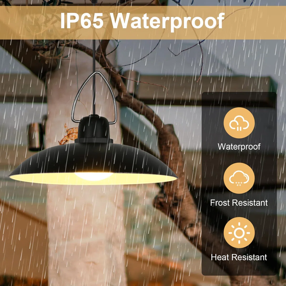ENCOFT Lampes solaires pour intérieur - Lampe suspendue solaire IP65 - Étanche - Noir - Éclairage extérieur - Lampes solaires pour extérieur, jardin, camping - Avec câble de 3 m (2 lumières, blanc