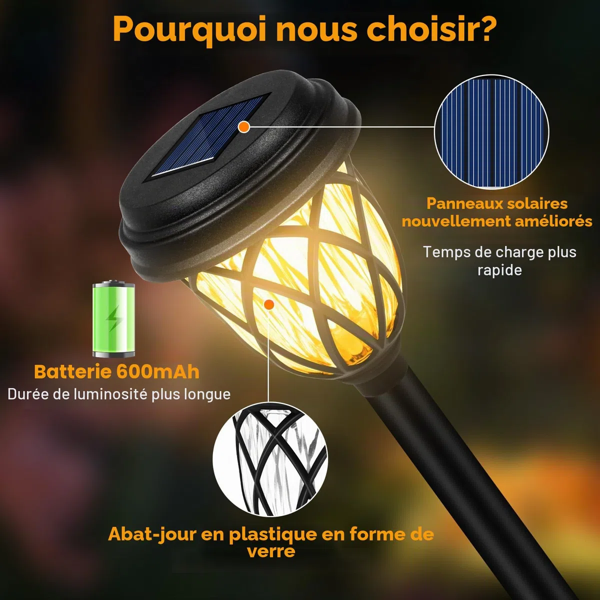 HELESIN Lampe Solaire Exterieur 6 Pièces, Eclairage Exterieur Solaire Automatique, Lumiere Solaire Exterieur Jardin Étanches, pour Jardin, Pelouse, Chemins, Terrasse, Allée, Passerelle