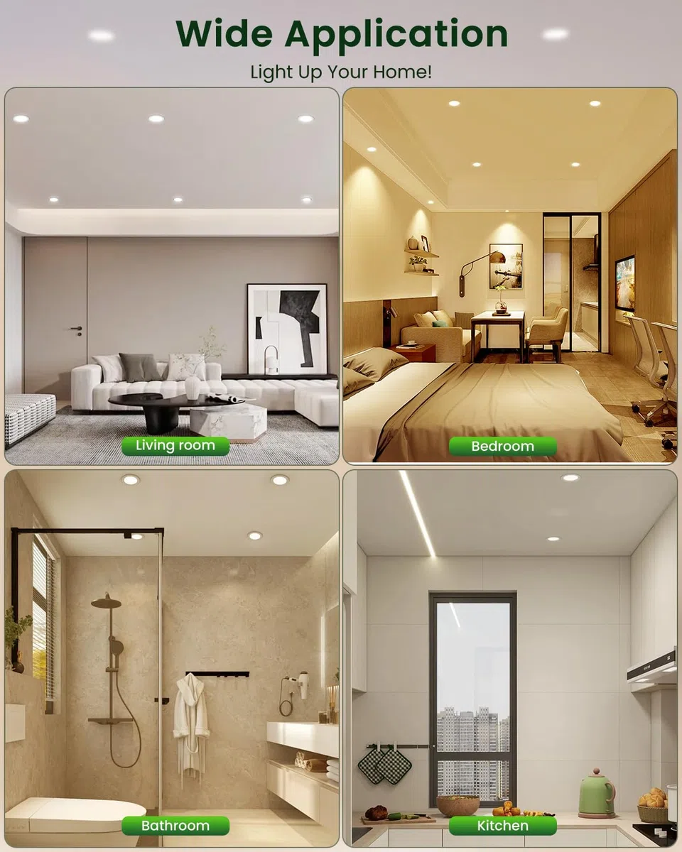 Spot LED Encastrable Extra Plat Blanc Froid 6000K, 5W IP44 Spots de Plafond Encastre Pour Salle de Bain, Cuisine, Salon - Trou Ø68-80mm, Lot de 6