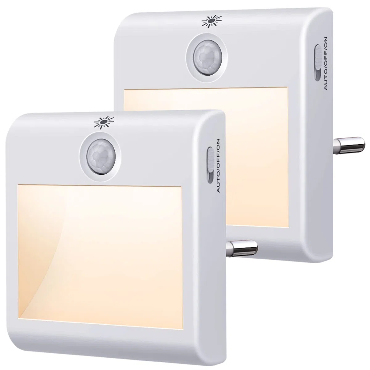 Suright Veilleuse Enfant LED[Lot de 2],Veilleuse Prise Electrique Dimmable avec Détecteur de Mouvement, Lampe Nuit Blanche Naturel 3500K pour Chambre Bébé, Placard, Salon, Escaliers, Couloir etc.