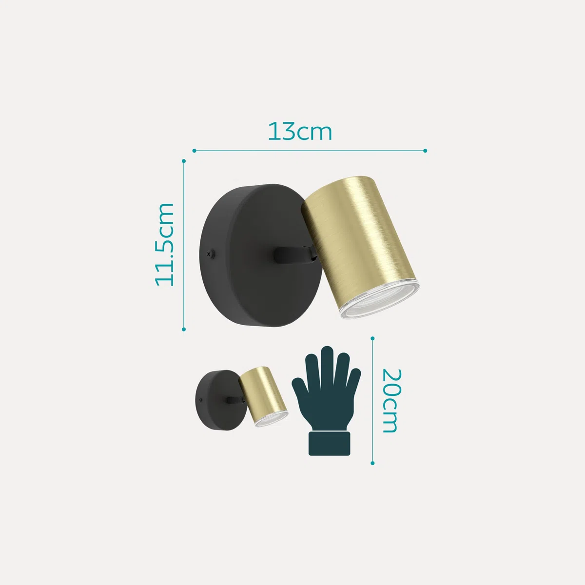 Eglo Applique murale Consuma 1, lampe salle de bain avec spot orientable, luminaire chambre métal noir et laiton, pour douille GU10, IP44