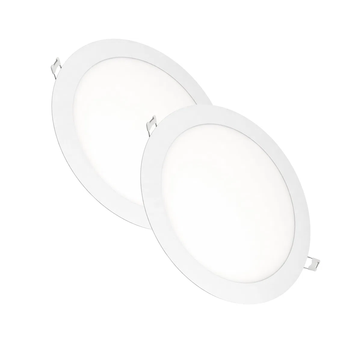 JANDEI – Lot de 2 Spots Led encastrables ronds, 18 W, 1500 lumens, extra-plats 13 mm, trou de fixation Ø 200-205 mm, blanc froid 6000 K, avec transformateurs inclus