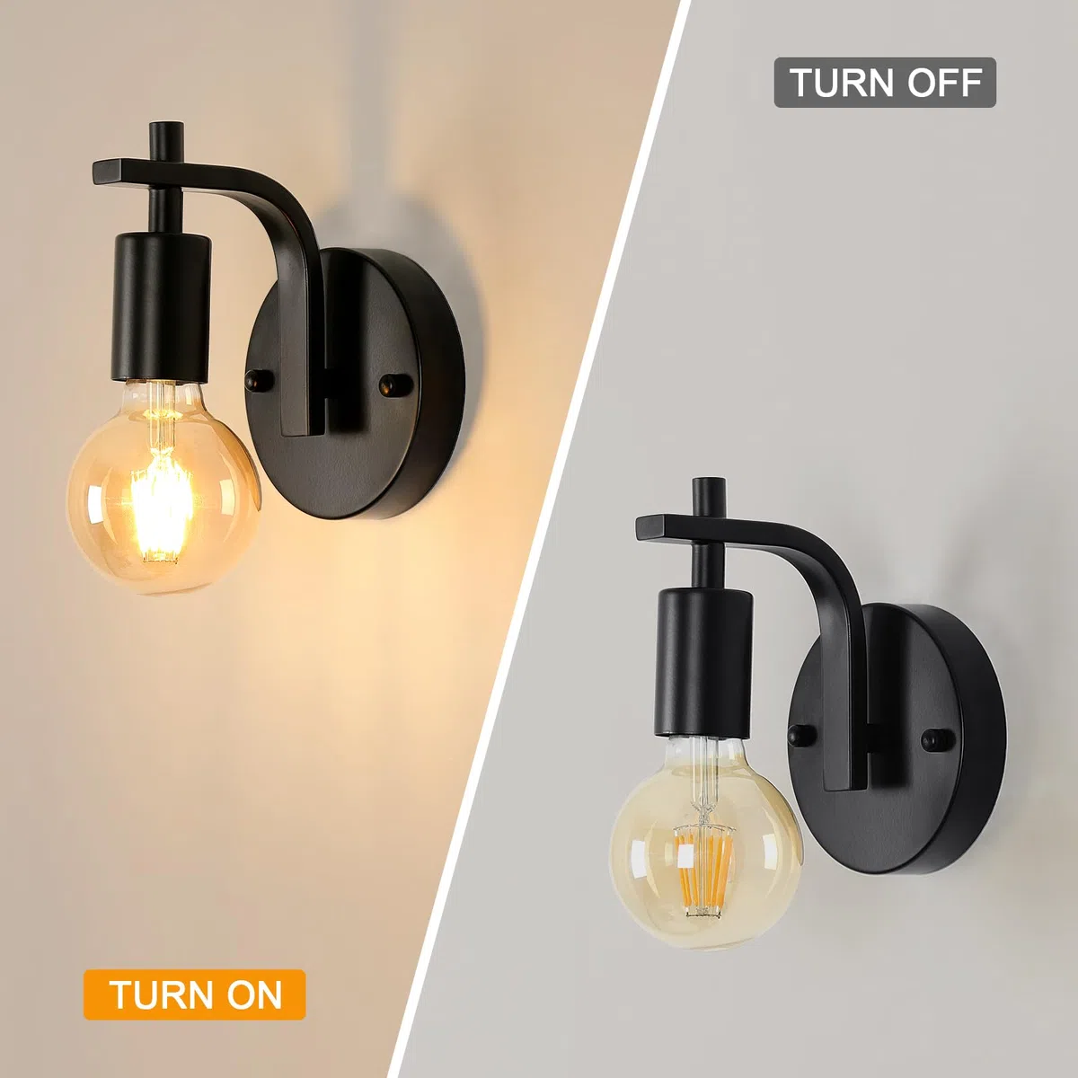 DELIPOP Lot de 2 Applique Murale Industrielle Vintage, E27 Métal Lampe Murale Noir, Luminaire Interieur pour Salon, Chambre, Coucher, Salon, (Ampoule Non Incluse)