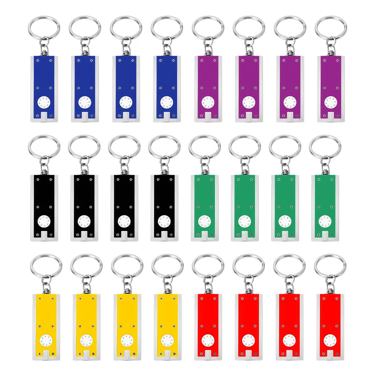BAIFULAI Lot de 24 porte-clés de lampe de poche LED de 6 cm - Mini lampe de poche pour enfants - Multicolore - Jouet pour enfants - Petit cadeau d'invité, camping, extérieur, randonnée