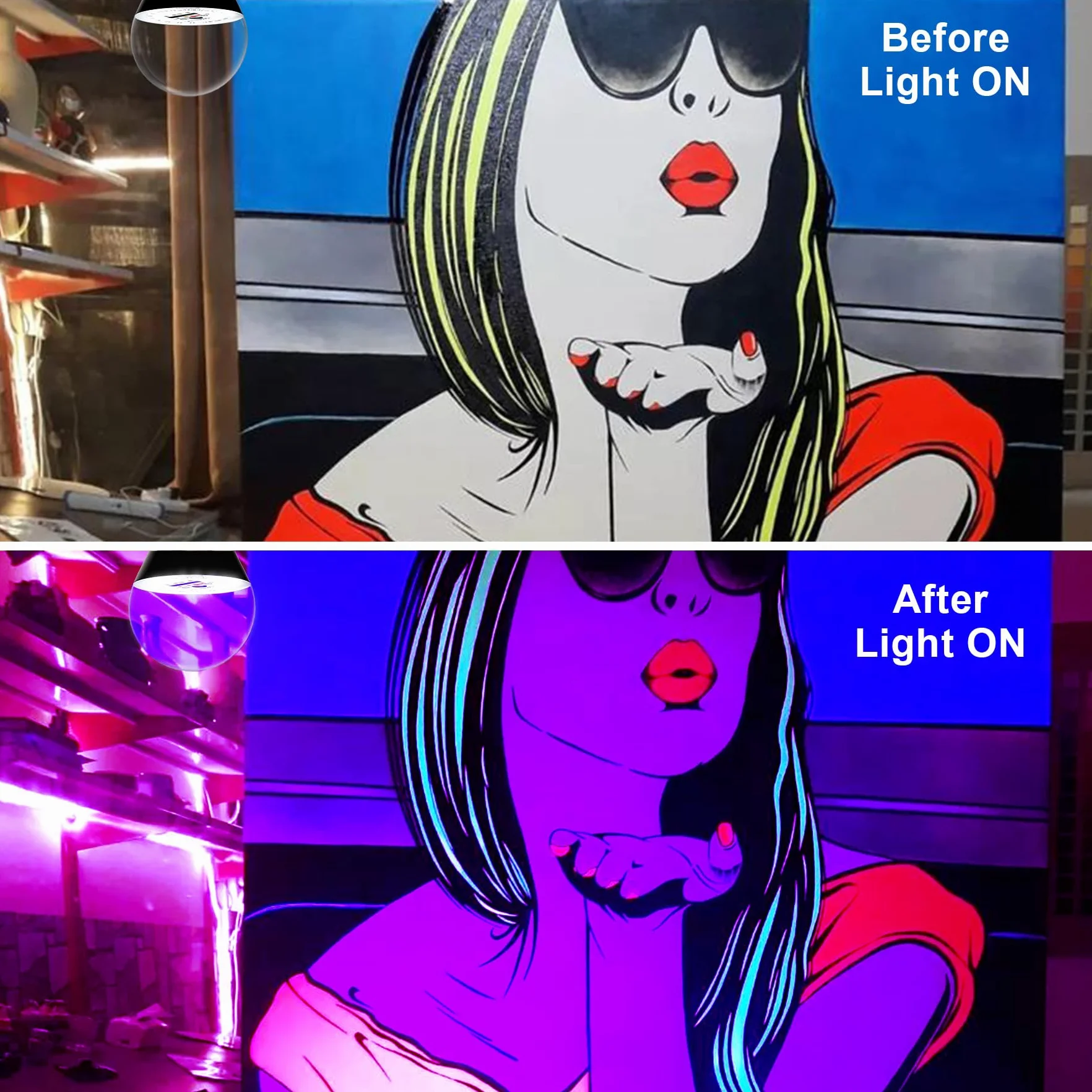 Lot de 2 Ampoules LED UV 12W, Base E27, 395NM UV-A Lumière Noire, 220-240 V, pour Halloween, Bar, Fête, Peinture Fluorescente,Peinture Corporelle