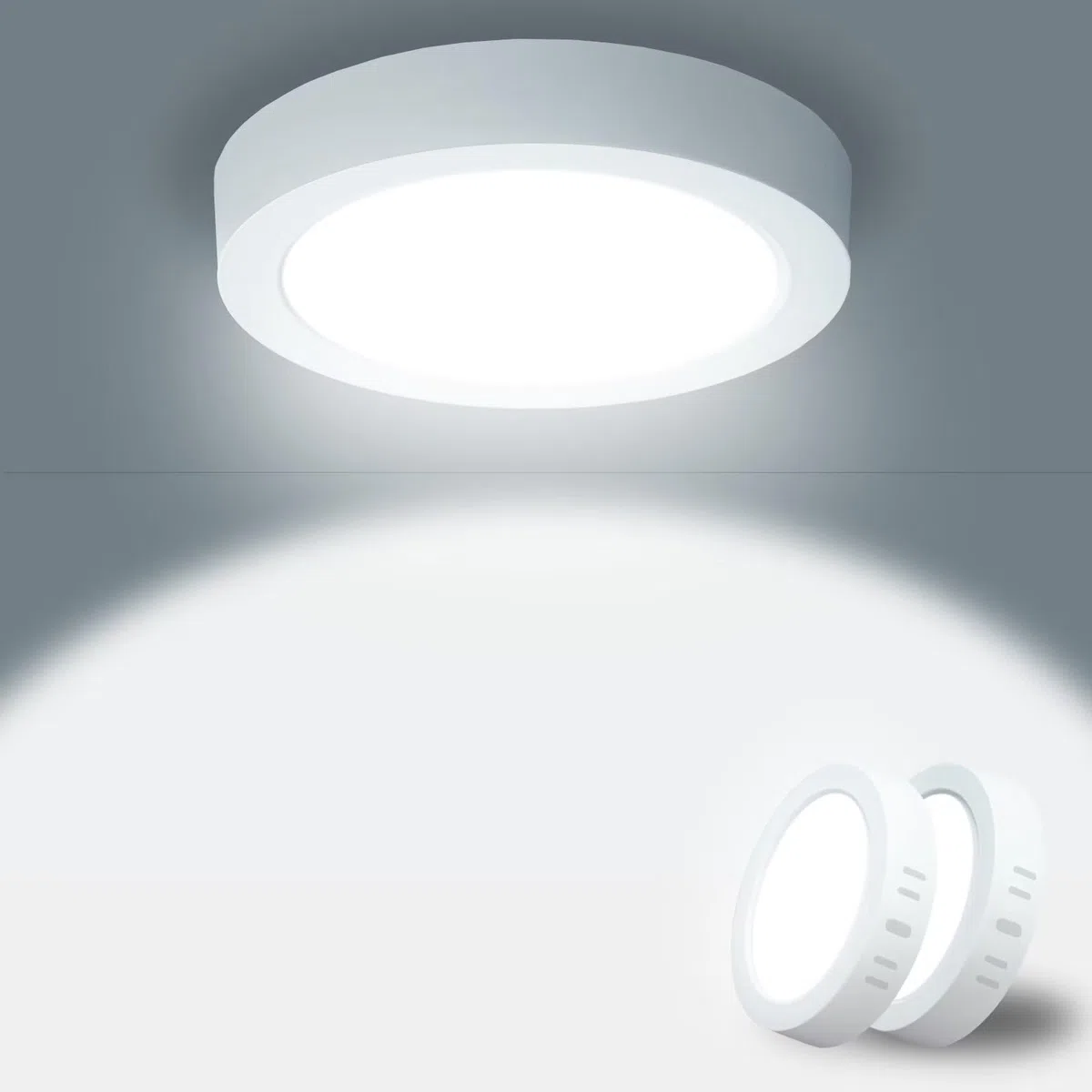 Yexati Lot de 2 Plafonnier LED 15W 1800LM, Luminaire Plafonnier Moderne Rond 6500K Blanc Froid, Pilote Inclus. IP44 Angle 120 pour Salle de Bain Chambre Salon Cuisine Couloir 170 * 28Hmm