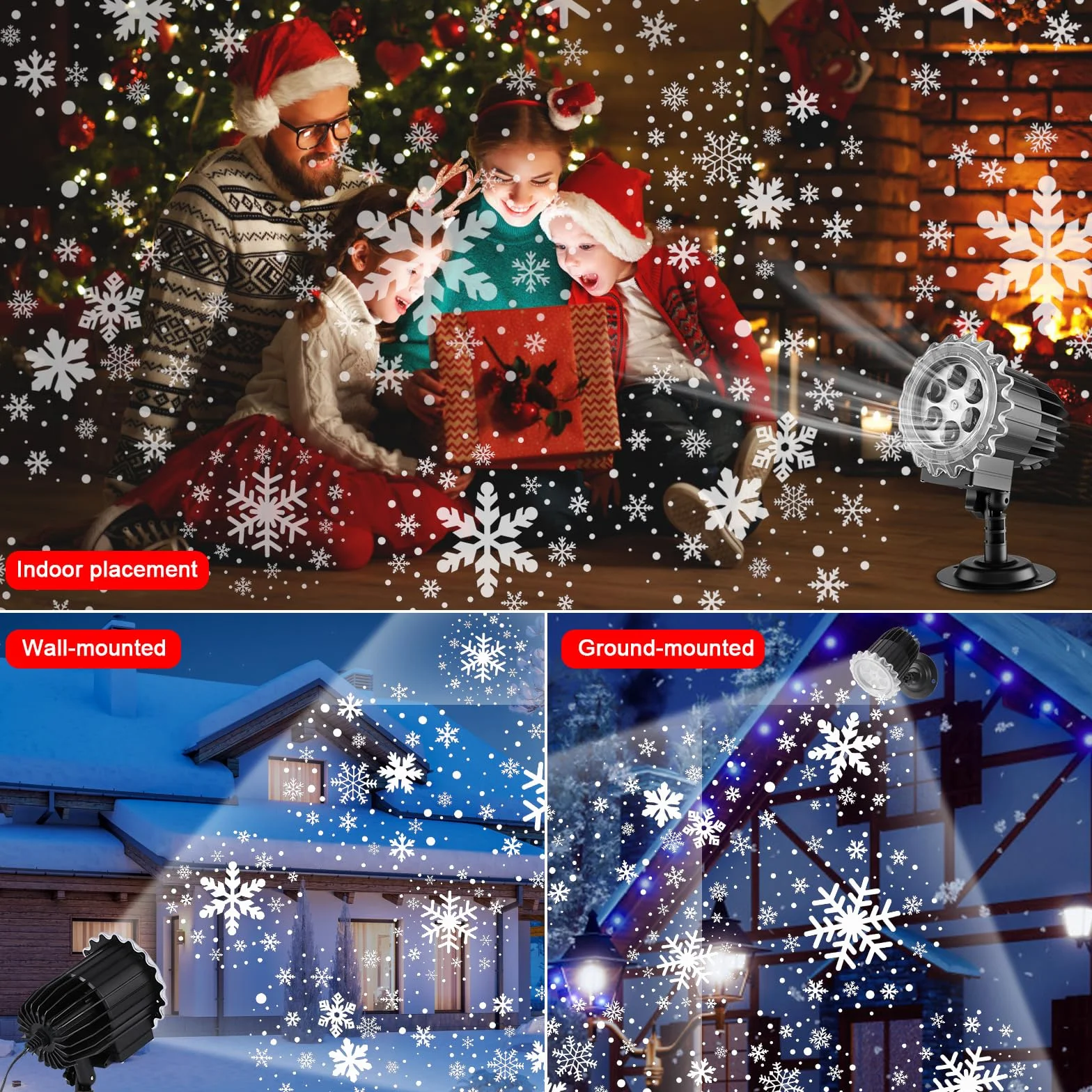 GuKKK Projecteur Noël Extérieur et Intérieur LED, Étanche IP65 - Décoration pour Noël, Mariage, Anniversaire, Fenêtre, Patio