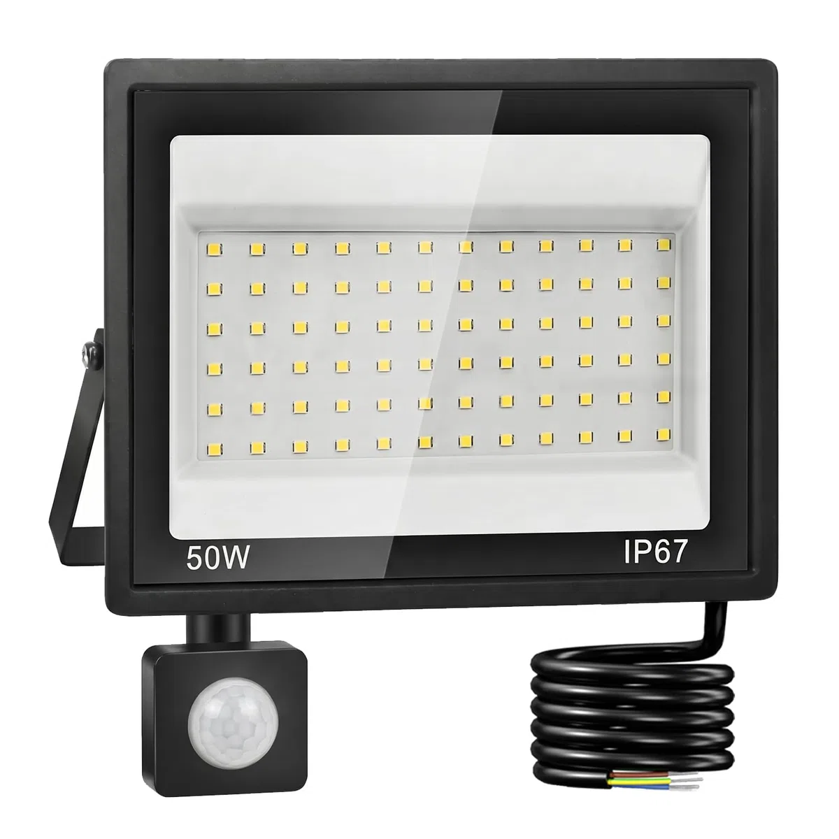 Projecteur LED Extérieur Detecteur de Mouvement 50W,7000K Blanc Froid,5000LM Super Lumineux,IP67 Étanche,72LEDs,Spot Extérieur pour Jardin,Cour,Garage,Couloir et Éclairage de Sécurité