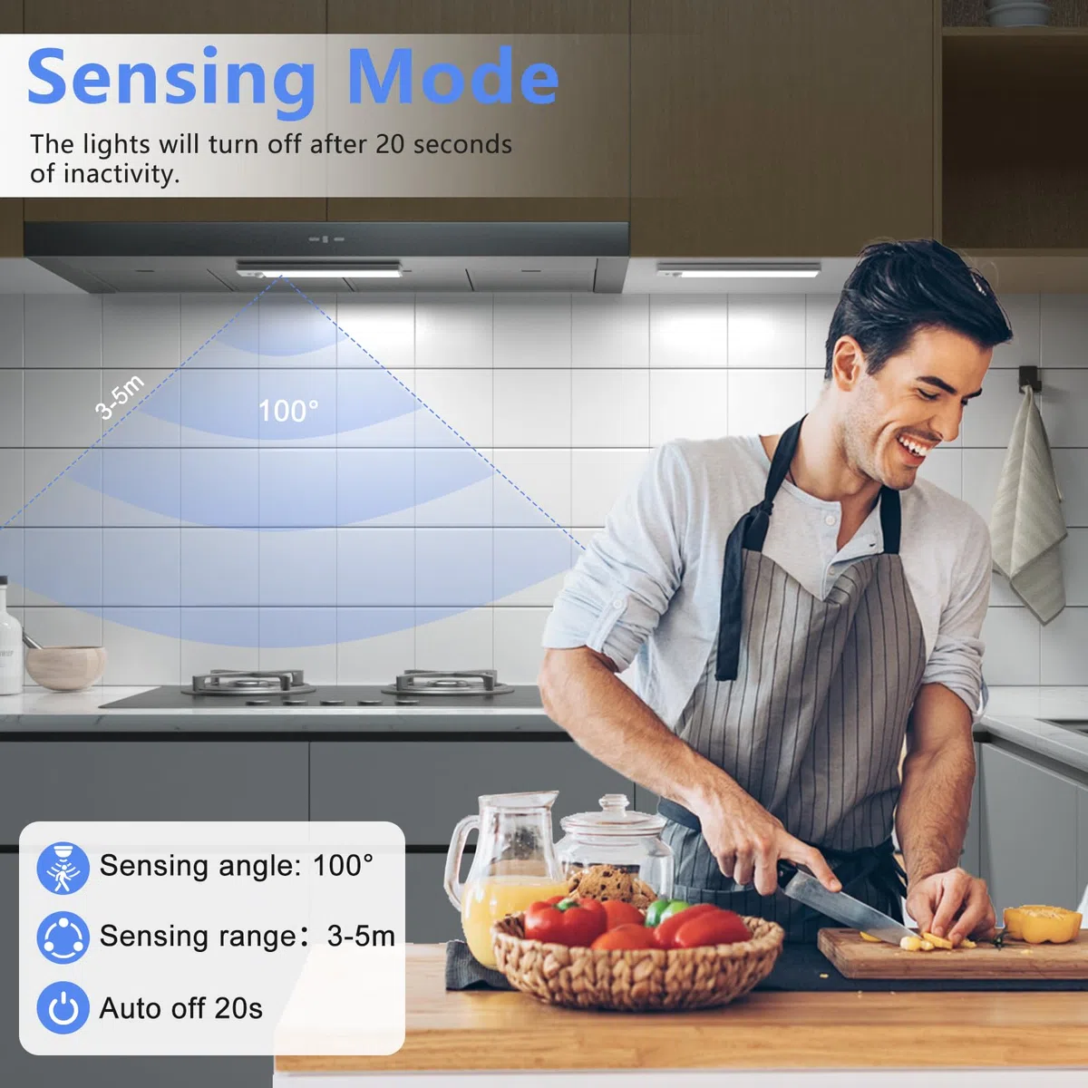 Lampe de Placard [3Piece], Lampe Détecteur de Mouvement Interieur Sans Fil avec Télécommande, Réglette LED Cuisine Luminosité Réglable, Éclairage à LED étude de Cuisine Veilleuse Couloir Escalier