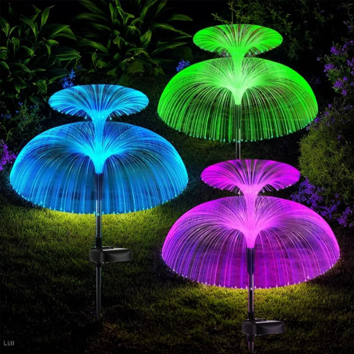 Hqynss Lot de 3 Lampes Solaires Extérieures pour Jardin, Lampes Solaires de Jardin Décoratives Étanches en Forme de Méduse à 7 Couleurs Changeantes, pour Noël, Cour, Allée, Pelouse, Fête, Terrasse