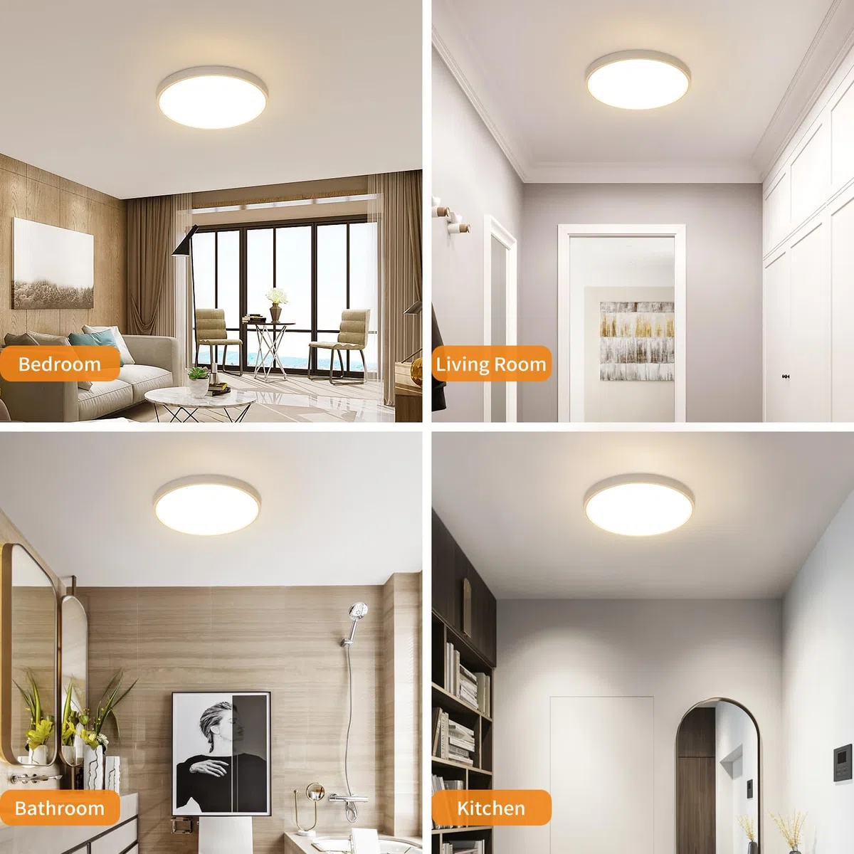 Osairous Plafonnier LED Ø30cm, 24W 2160LM Lampe De Plafond, IP44 Plafonnier Salle De Bain LED, 4500K Lumière chaude Luminaire Pour Chambre, Salle De Bain, Cuisine, Couloir, Balcon