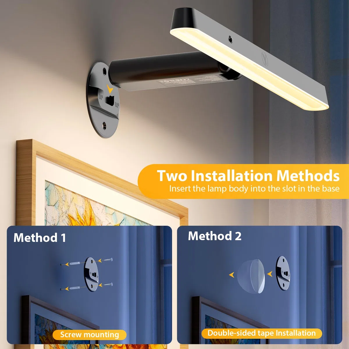Applique Murale LED Rechargeable Sans Fil avec Télécommande - Lampe Éclairage pour Tableaux, Photos et Galerie d'Art - 3 Températures de Couleur, pour Salle de Bain, Vitrines ou Cible de Fléchettes