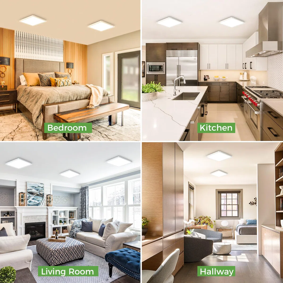 zemty Plafonnier LED Carré, 3 Couleur (3000K/4000K/6500K) Lampe de Plafond, 1800LM Luminaire Plafonnier Salle de Bain IP44 Etanche pour Bureau, Cuisine, Chambr à Coucher, Couloir, Balcon, Garage,18CM