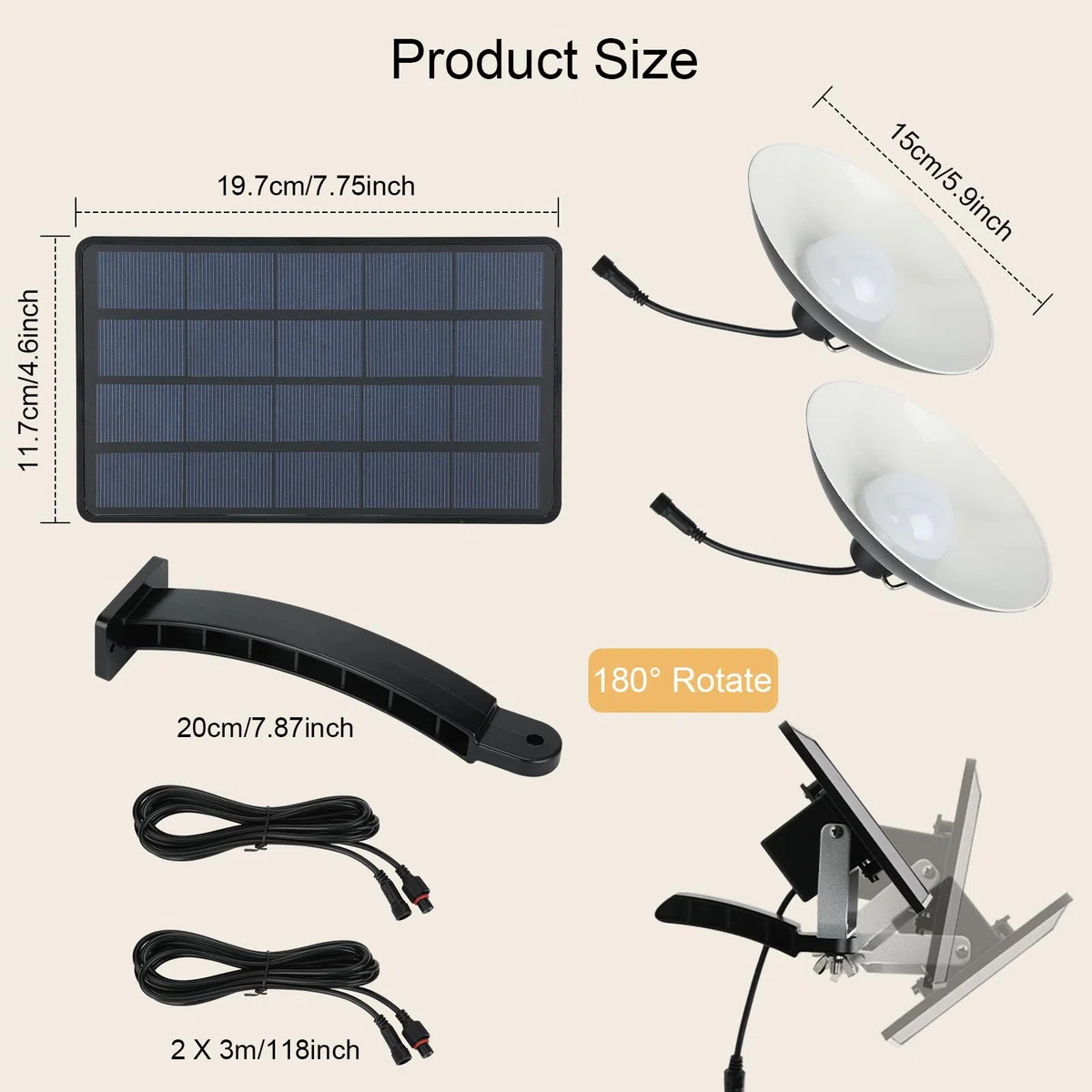 ENCOFT Lampes solaires pour intérieur - Lampe suspendue solaire IP65 - Étanche - Noir - Éclairage extérieur - Lampes solaires pour extérieur, jardin, camping - Avec câble de 3 m (2 lumières, blanc