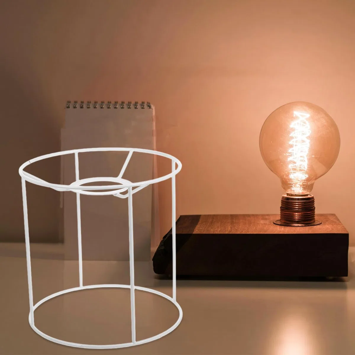 Hemobllo Support De Lampe En Fil Métallique 15.00 Cm Pour Lampe De Table Industrielle Et Lustre Salon Compatible E27 Cadre De Bague À À Poser Diy