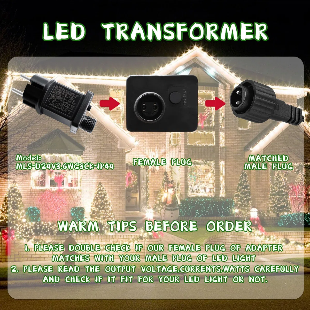 Pilote LED 24 V 3.6W, Alimentation Classe 2 IP44 Transformateur Basse Tension Adaptateur de Remplacement GS Avec Fonction Mémoire Étanche pour Lumières de Noël, Guirlandes Lumineuses