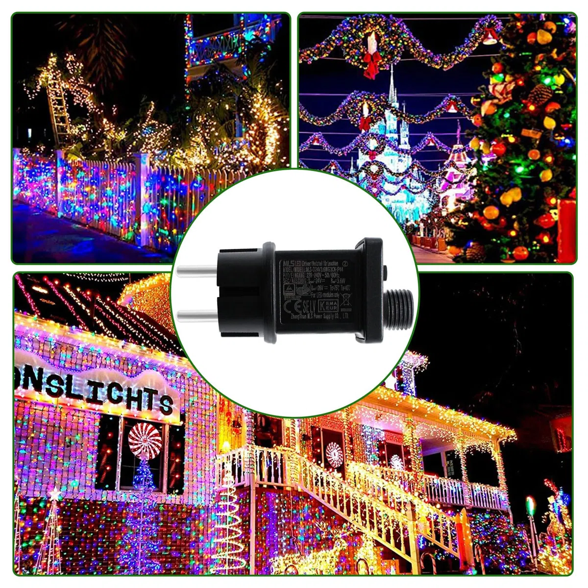 Pilote LED 24 V 3.6W, Alimentation Classe 2 IP44 Transformateur Basse Tension Adaptateur de Remplacement GS Avec Fonction Mémoire Étanche pour Lumières de Noël, Guirlandes Lumineuses