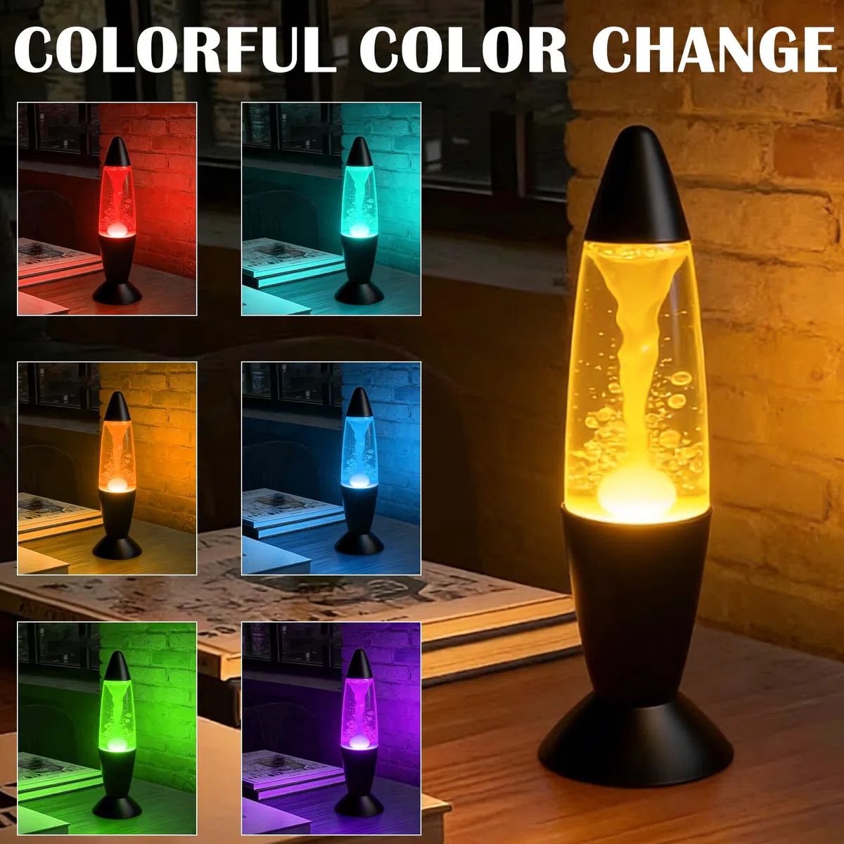 GBKDQQ Grande lampe à lave LED, changement de couleur, lampe de chevet pour enfants et adultes, lampe à lave pour décoration de la maison, idée cadeau, 36 x 10 cm