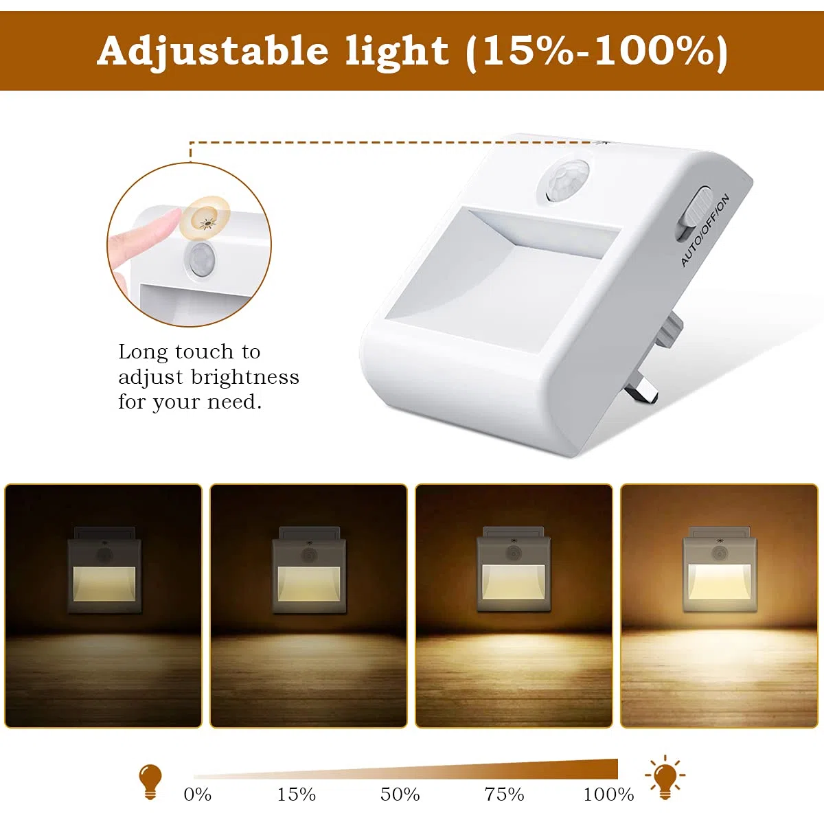 Suright Veilleuse Enfant LED[Lot de 2],Veilleuse Prise Electrique Dimmable avec Détecteur de Mouvement, Lampe Nuit Blanche Naturel 3500K pour Chambre Bébé, Placard, Salon, Escaliers, Couloir etc.