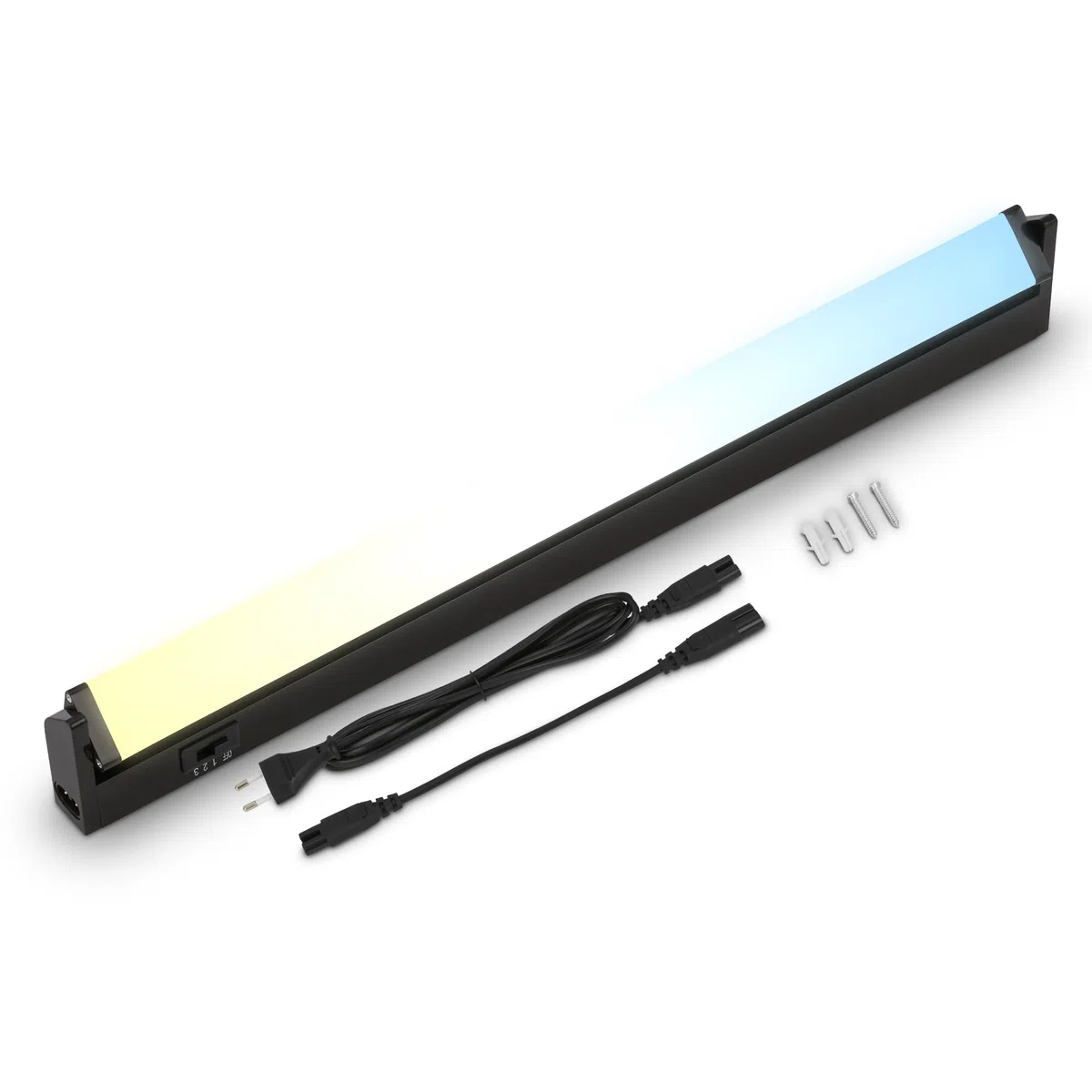 BRILONER - Lumière cuisine sous meuble avec interrupteur marche/arrêt, blanc chaud à blanc neutre réglable, extensible, éclairage LED cuisine sous meuble, lampe led, 54,7x6,1x2,4 cm, noir