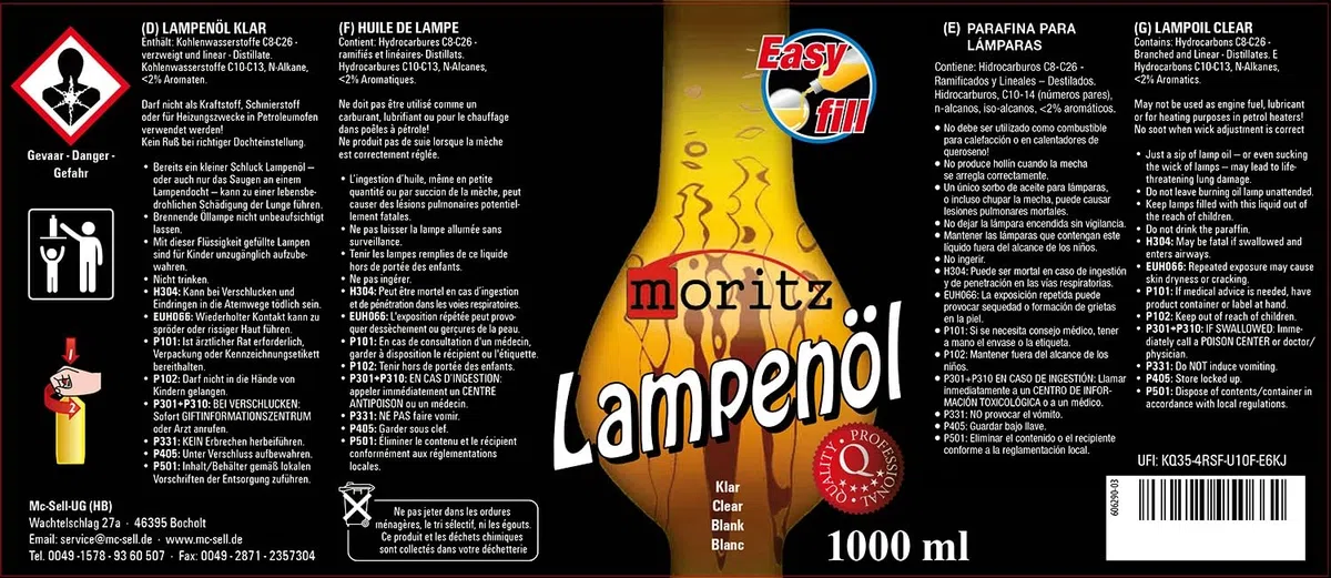 Moritz Huile pour lampes à huile Flambeau en bambou Flambeau de jardin et de mur - Plusieurs quantités sélectionnables : 1/3/6/12/24 litres, 24 l