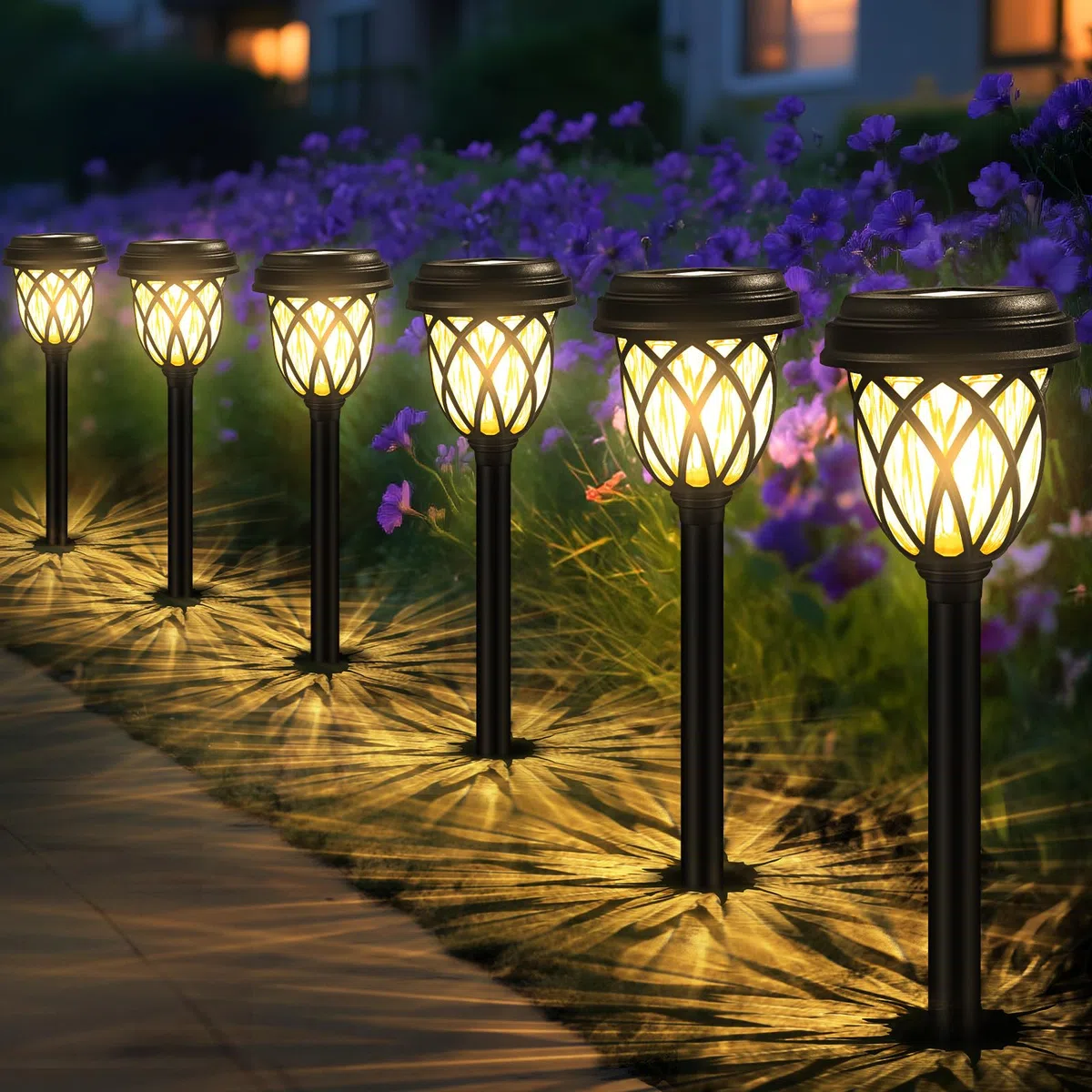 HELESIN Lampe Solaire Exterieur 6 Pièces, Eclairage Exterieur Solaire Automatique, Lumiere Solaire Exterieur Jardin Étanches, pour Jardin, Pelouse, Chemins, Terrasse, Allée, Passerelle