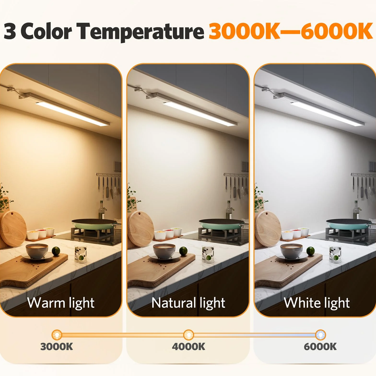 Lureshine Réglette LED Cuisine de 41cm, Dimmable Lampe Led Detecteur De Mouvement Interieur, 3 températures Lumiere reglette led cuisine Adaptée Armoires et plans de travail.
